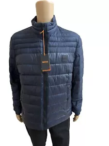 Hugo Boss Orange Oden Quilted Puffer Jacket Coat Dark Navy Blue Men 44R XL - Picture 1 of 13