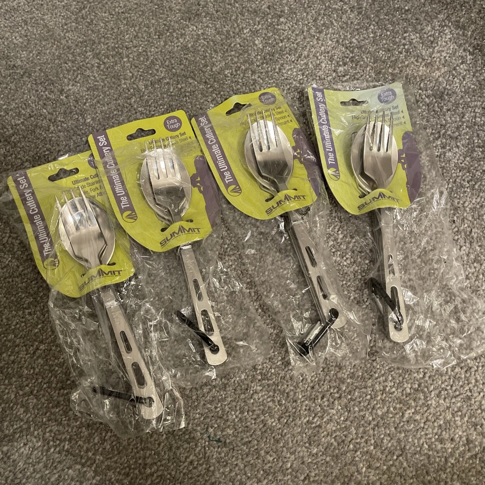 Juego de cubiertos de acero inoxidable (3 piezas) mosquetón comidas camping comida comer viaje Reino Unido Foto 1 de 1