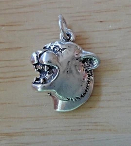 Sterling Silver 19x16mm University of Houston Cougar Mountain Lion Head Charm - Picture 1 of 6