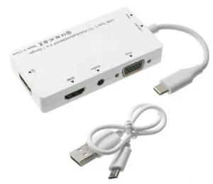 4 in 1 USB 3.1 Type C to VGA HDMI Audio Display Port DP Adapter Cable Converter - Picture 1 of 7