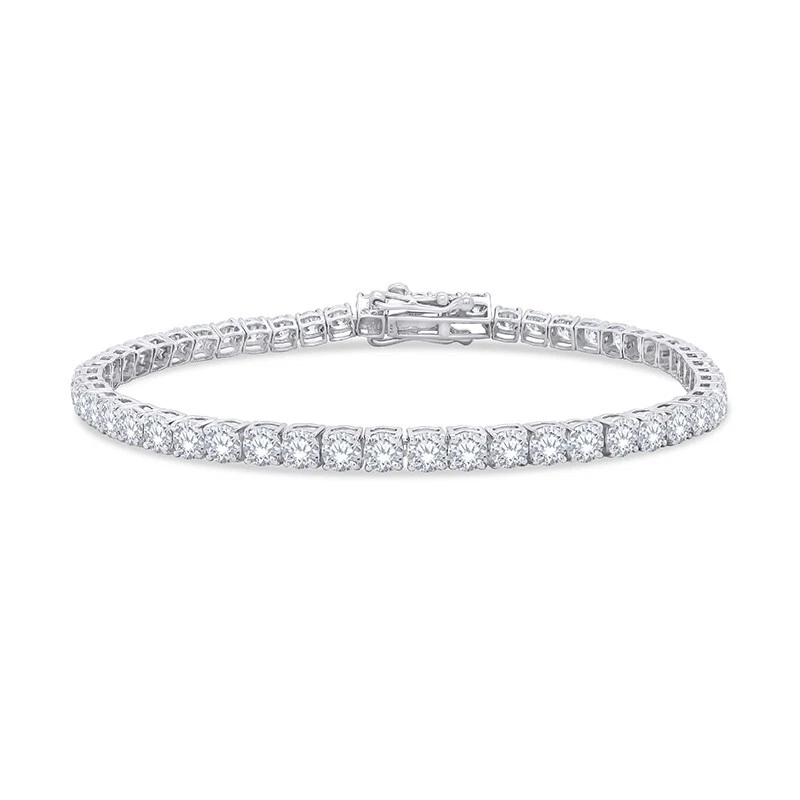 Brazalete de tenis de diamantes cultivados en laboratorio de corte redondo G-H vs-Si de 5,80 quilates de oro blanco de 14 k Foto 1 de 1
