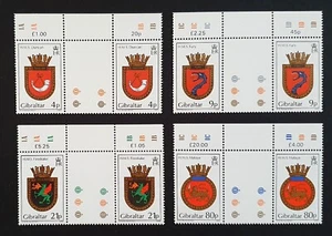 Gibraltar stamps 1985 QEII SG522-525 Naval crests set MNH Cyl Gutter Pairs - Picture 1 of 2