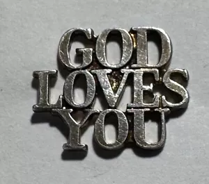 GOD LOVES YOU Sterling Silver Tiffany & Co. Lapel Pin - Picture 1 of 3