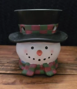 Yankee Candle Winter Christmas Snowman Wax Tart Warmer w/ Quilted Scarf, Top Hat - Picture 1 of 3