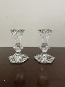 Pair of Waterford Irish Cut Crystal Chatham Taper 5” Candlestick Holders - Picture 1 of 2