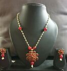 Red Stone Set Jewellery Necklace Costume Gold New Earrings Pearls Indian