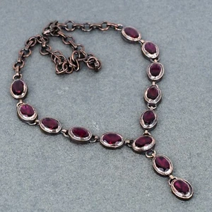 Womens day Deal Copper Natural Rubellite Electroformed Chain Wife Gift Necklace - Picture 1 of 6