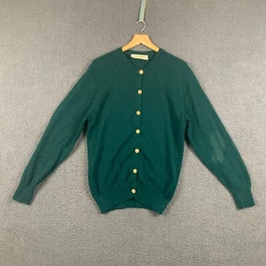 JOHNSTONS OF ELGIN Cardigan Womens L Green 100% Cashmere Knit Button Long Sleeve - Picture 1 of 14