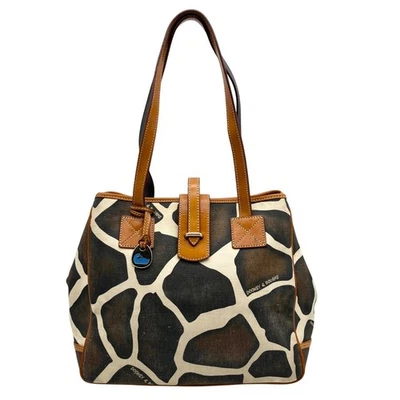 Bolso de Mano Dooney & Bourke Marrón Oscuro y Crema Lona Recubierta Estampado de Jirafa Foto 1 de 4