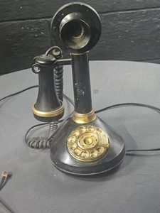 Vintage Repro Candlestick Black Rotary Telephone Bonnie & Clyde - Picture 1 of 10