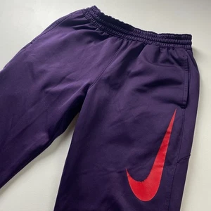Nike Dri-Fit Athletic Pants Men Medium Purple Big Swoosh Tapered Leg Running 28" - Picture 1 of 13