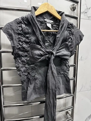 Blusa SARAH PACINI cinza algodão botão manga curta tamanho 1 - Imagem 1 de 4