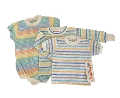Lote Camisas Mameluco De Colección Años 80 HEALTHTEX Niños 9mo 18mo 24mo Colores Pastel Rayas Nuevas con Etiquetas Foto 1 de 4