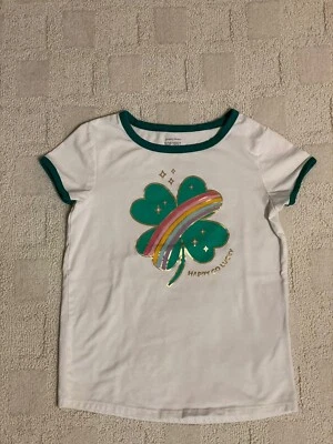 Girls Size 8 JUMPING BEANS St Patrick's Graphic Print Clover Rainbow T-Shirt - Image 1 of 4
