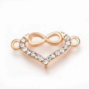 Lote de 5 conectores de eslabones de aleación de diamantes de imitación corazón con infinito - Imagen 1 de 2