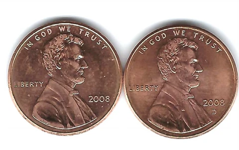 2008 P & D Brilliant Uncirculated Two Lincoln cent coins! Cover