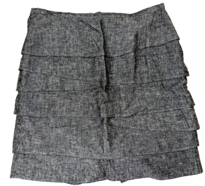 Katherine Barclay Grey Tiered Linen Short Skirt Womens 14 Side Zip Lined Layers - Изображение 1 из 4