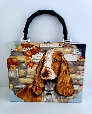 Cartera caja cigarros Cocker Spaniel perro mango cuentas diseño tela  Foto 1 de 4