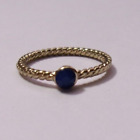 Vintage Blue Bead Solitaire & Gold Tone Ring - Size 7.25