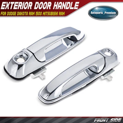 2pcs Upgraded Metal Exterior Door Handle w/ Keyhole for Dodge Dakota Ram Front - Image 1 of 4