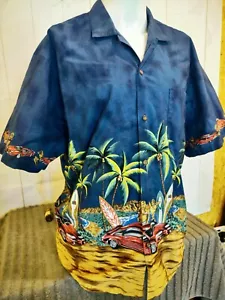 Ky's Hawaiian Made Shirt Mens Girls Cars Colorful Short Sleeve Button Front XL - Picture 1 of 13