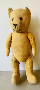 Antiguo relleno de paja de oso de peluche mohair, almohadillas de vinilo para mover brazos y piernas H: 50 cm - Imagen 1 de 11
