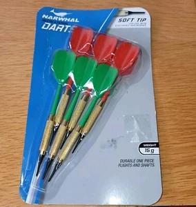 Nuevo paquete de 6 dardos recreativos Narwhal punta suave 15 g verde rojo - Imagen 1 de 2