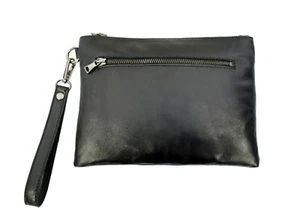Borsello Uomo Vera Pelle Nero Pochette da Polso Mano Borsa Busta VIETRI LEATHER - Foto 1 di 7