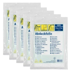 5x Abdeckfolie 4x5m 100m² Malerplane Schutzplane Allzweckfolie transparent - Bild 1 von 1