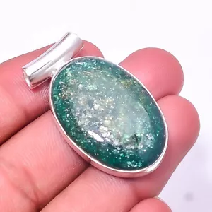 Aventurina verde natural -Colgante de plata de ley 925 con piedras preciosas de la India 1,64" P12 - Imagen 1 de 3