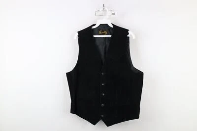 Vintage 90s Scully Mens 42 Distressed Suede Leather Western Vest Jacket Black - Image 1 of 4