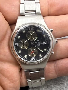 Croton Chronomaster Black Dial Chronograph 37mm Quartz Watch CC311007SSBK - Picture 1 of 12