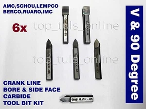 6x BERCO 10mm DIA CRANK LINE BORE & SIDE FACE CARBIDE TOOL BIT KIT V & 90 DEG FC - Picture 1 of 2