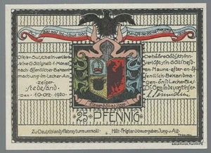 Notgeld - Gemeinde Stedesand - 25 Pfennig - 1920 - Bild 1 von 2