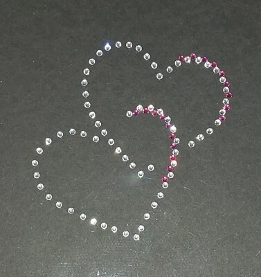 Hotfix Strass Bügelbild Motiv Doppelherz Glasstrass Applikation zum aufbügeln  - Bild 1 von 4