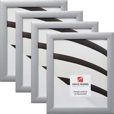 Craig Frames Contemporary 1",  Brushed  Silver Picture Frame, Set of Four Frames - Image 1 of 4