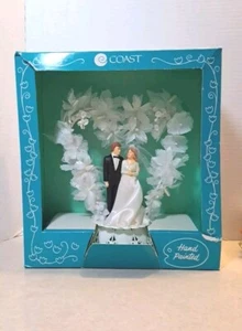 Topper de pastel de boda vintage costa novedad forma de corazón novia novio nuevo en caja - Imagen 1 de 5