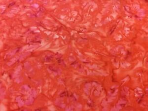 Red Flowered Batik 100% Cotton