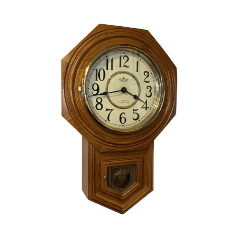 Vintage D&A School House Regulator Wall Clock Quartz Battery Operated Clock Cover