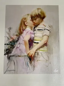 Pino The Kiss Giclee on Canvas Hand signed Numbered, PCOA innocent young love - Picture 1 of 4