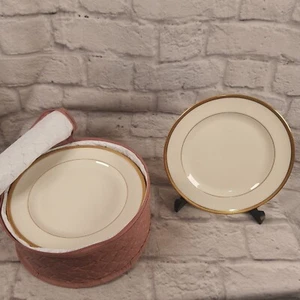Lenox Real Gold Trim Ivory 7" Plates With Original Storage Case Set Of 10 J33 - Picture 1 of 10