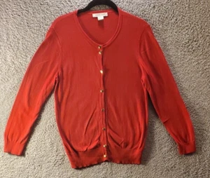 Cárdigan para mujer August Silk rojo dorado botón clásico retro ligero - Imagen 1 de 14