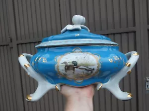 French Vintage Limoges decor porcelain Large ducks tureen Soup - Picture 1 of 9