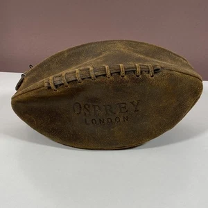 NEW OSPREY LONDON MEN'S BROWN LEATHER RUGBY BALL SHAPED WASH BAG - Picture 1 of 6