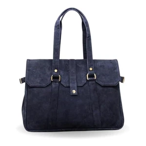 Amari Midnight Blue Suede Leather Tote Bag for Women | Fits 14” Laptop | Ethi... - Picture 1 of 5