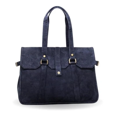 Amari Midnight Blue Suede Leather Tote Bag for Women | Fits 14” Laptop | Ethi... - Image 1 of 4