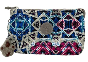 Kipling ~  Brightside Sky Creativity Pouch Extra Large 3 Pocket Zipper w/ Monkey - Picture 1 of 6