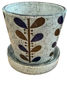 Fioriera vintage in ceramica Takahashi con piattino dipinta a mano fiori Giappone - Foto 1 di 5