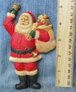 SANTA CLAUS RINGING BELL Vintage FLAT Christmas Tree Ornament ORN77 - Picture 1 of 2
