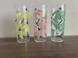 3 Vintage Blumengläser Libbey Becher rosa gelb grün MCM 70er Retro iced - Bild 1 von 9